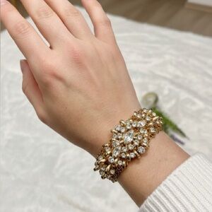 STATEMENT Rhinestone Woven Chain Cuff Bracelet